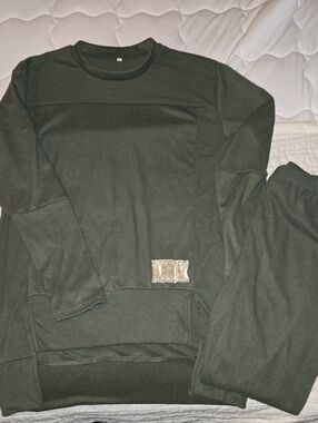 Womens Dark Green Crewneck Lounge Set